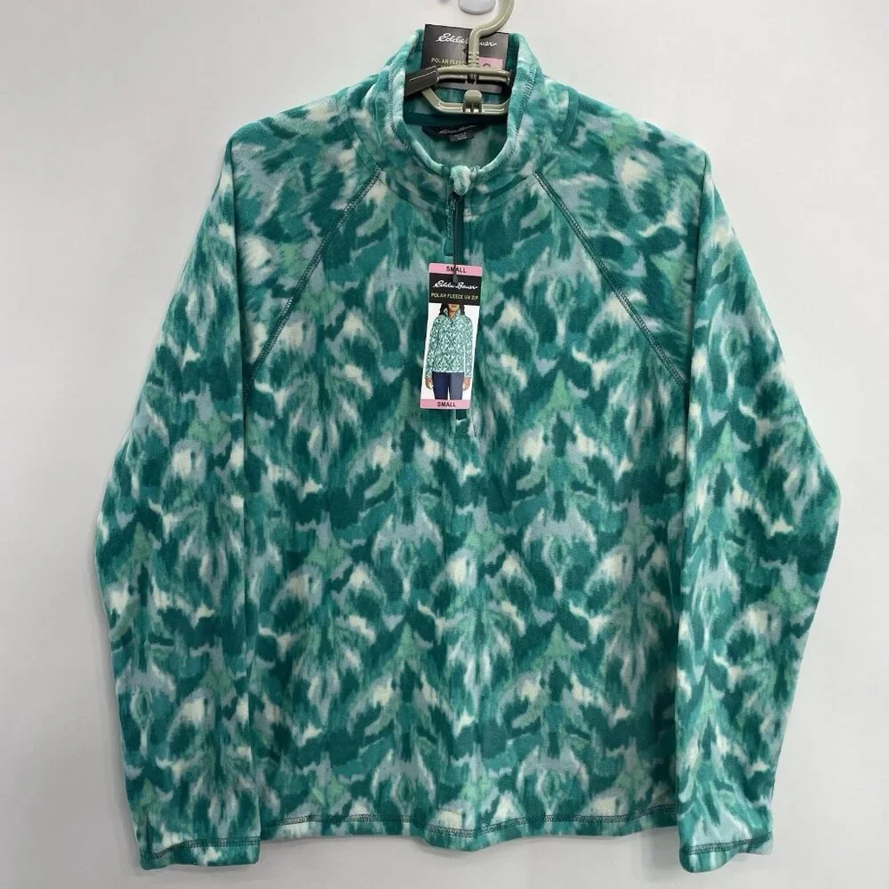 Eddie Bauer 1/4 Zip Polar Fleece Pullover Jacket Leaf Green Womens S